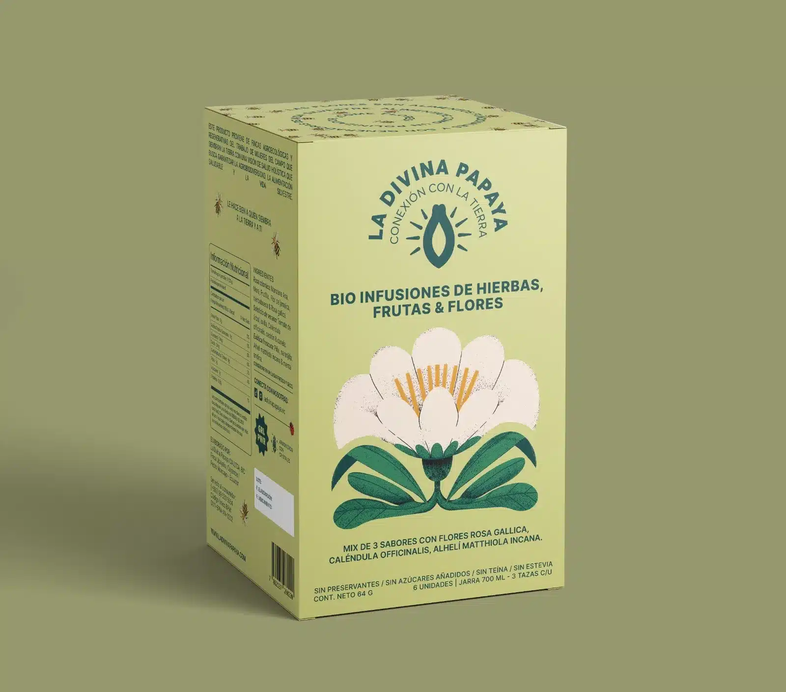 Caja de bioinfusiones de flores, hierbas y frutas 3 sabores (6unid)