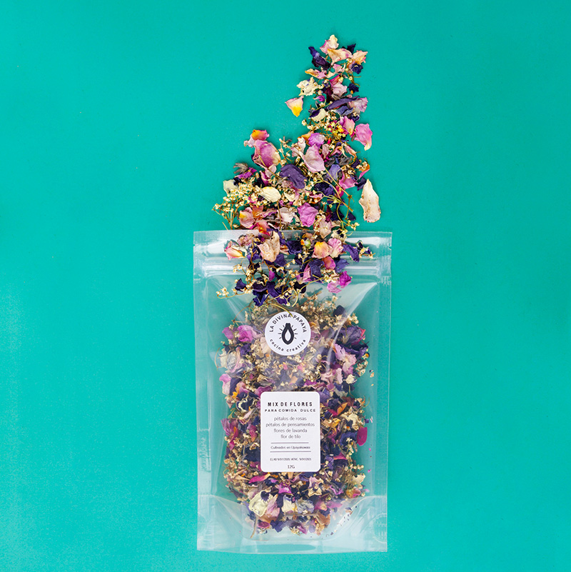 Mix de flores comestibles deshidratadas para comida dulce